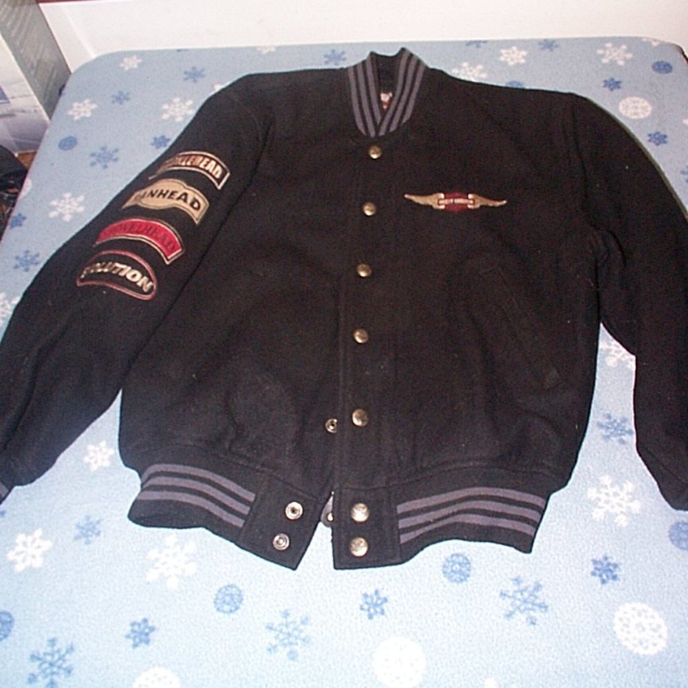 Harley Davidson wool jacket w/ lots of patches